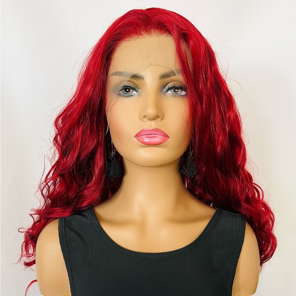 A Fabulous 24” Ruby Red 13x2.5 Premium Fiber Lace Front Wig - Daily Wear/Events - Picture 5 of 15